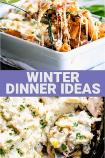winter dinner ideas with text overlay
