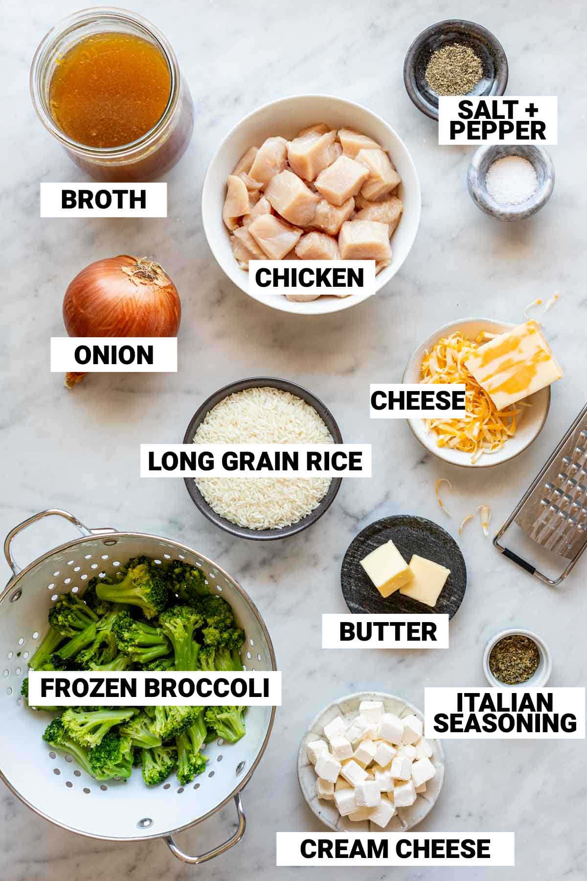 the ingredients for the skillet casserole with text overlay