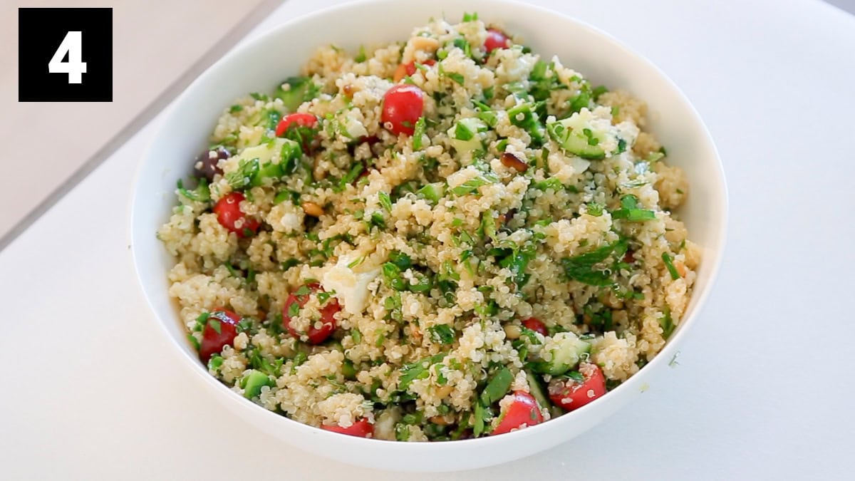 the remaining ingredients stirred into the quinoa (after it cools)