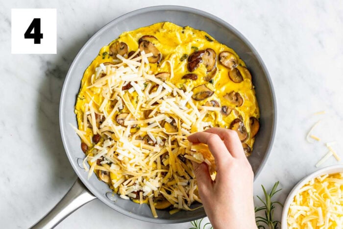 the frittata while I'm adding the cheese on top