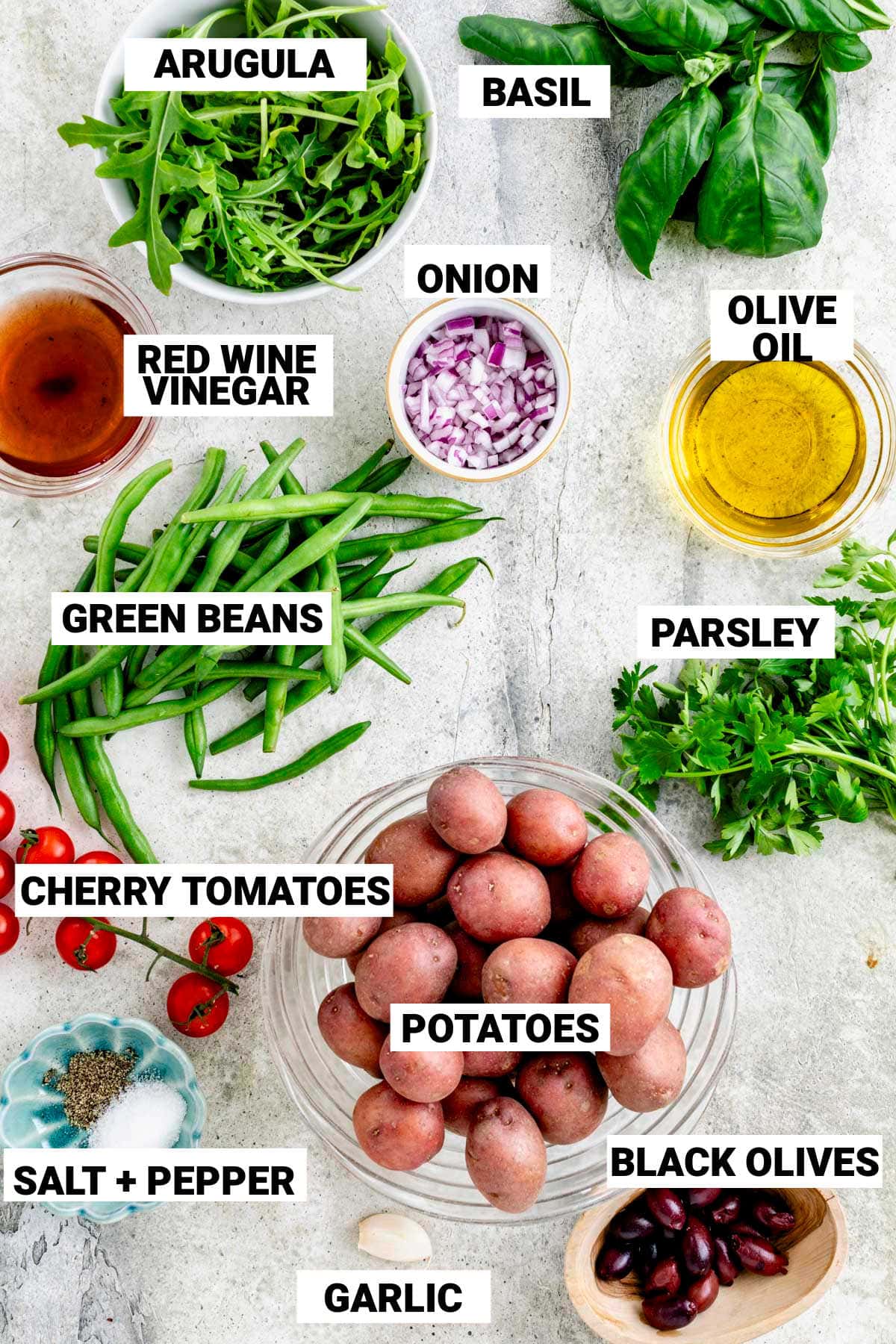 the potato salad with text overlay