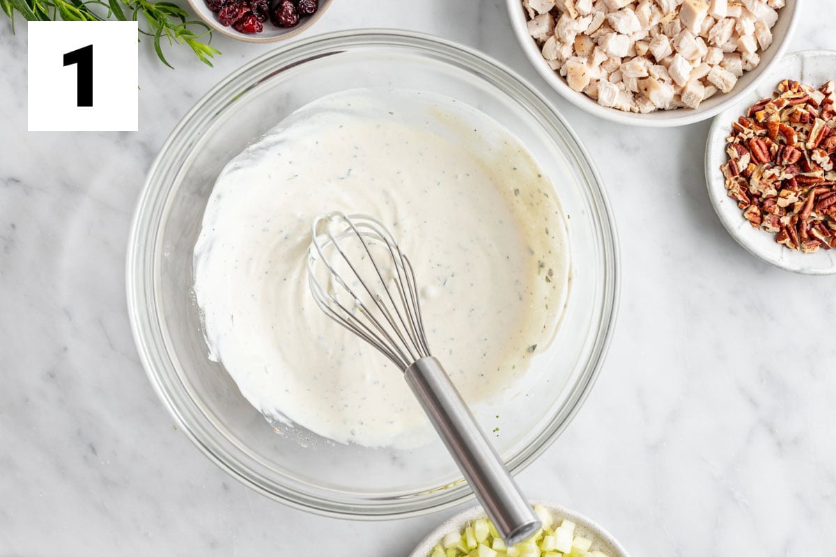 the dressing in a bowl