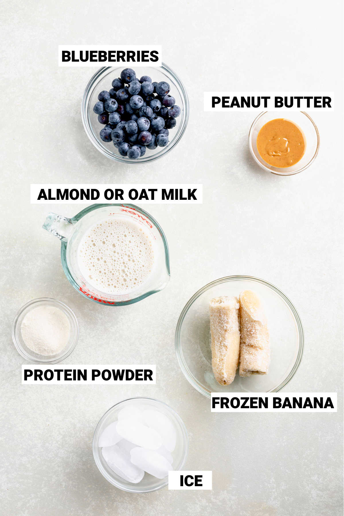 peanut butter blueberry ingredients with text overlay