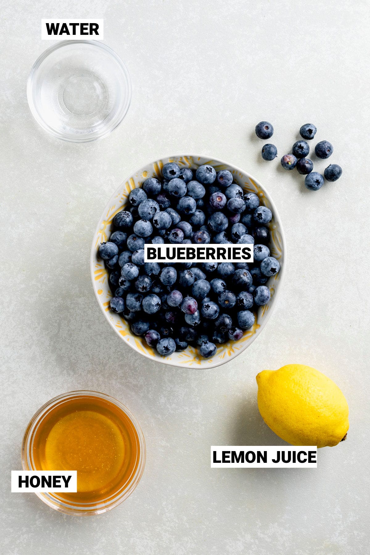 blueberry sauce ingredients with text overlay