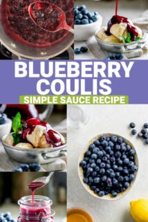 simple blueberry coulis with text overlay