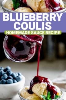blueberry coulis with text overlay