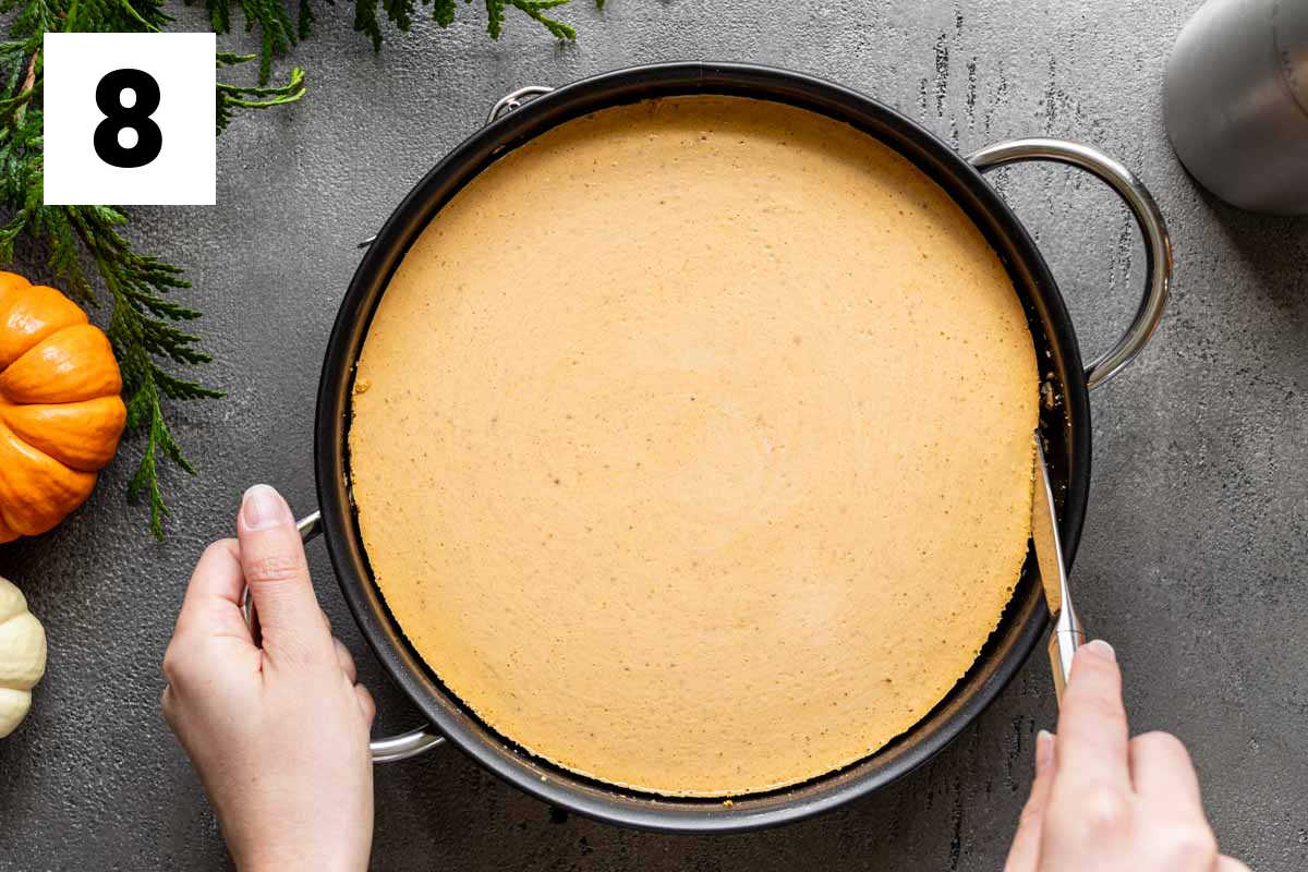 loosen up the edges of the cake with a knife before removing the sides of the springform pan