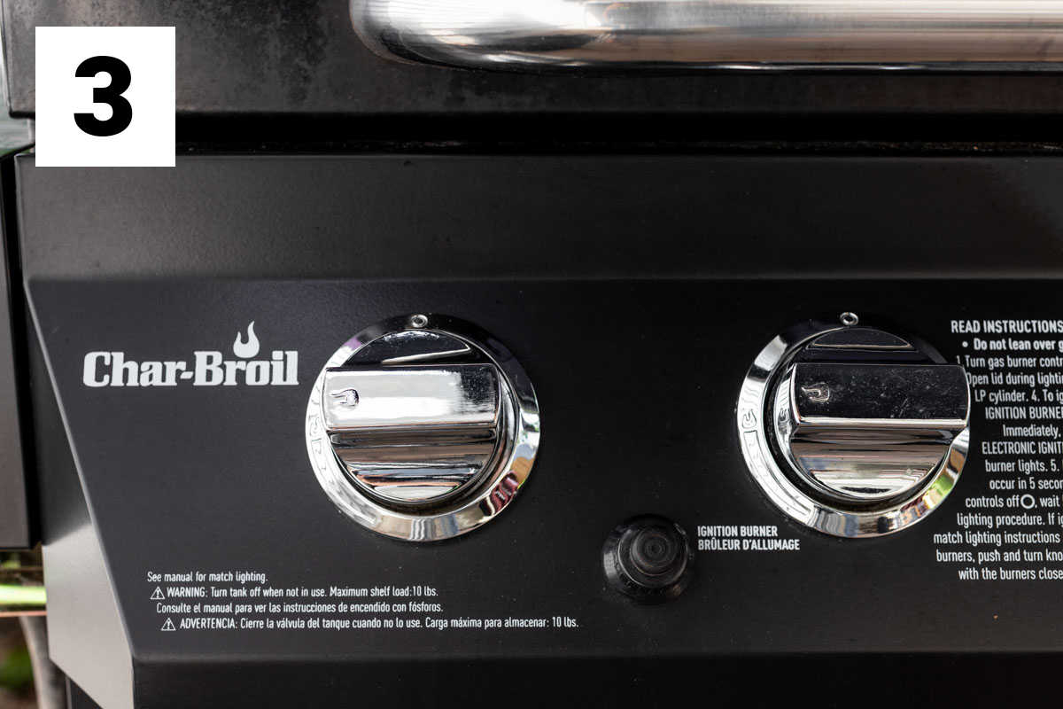 the dials on a grill set to medium heat