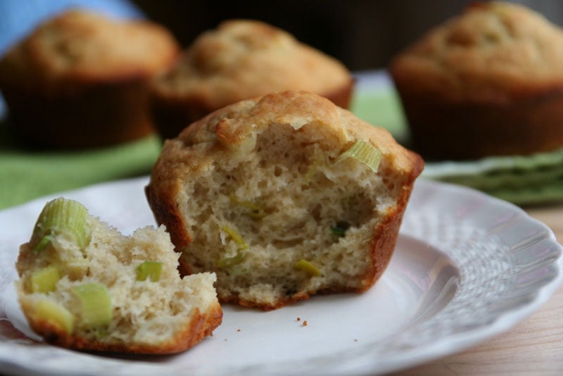 A close up of Leek Parmesan Muffins