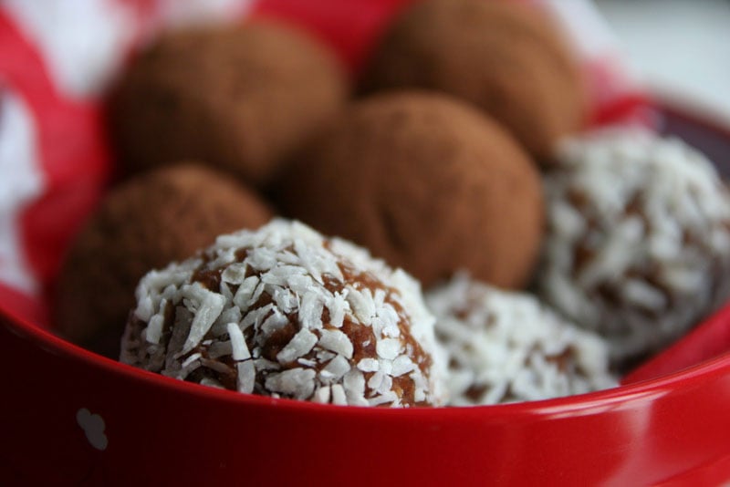 the rum balls in a red tin