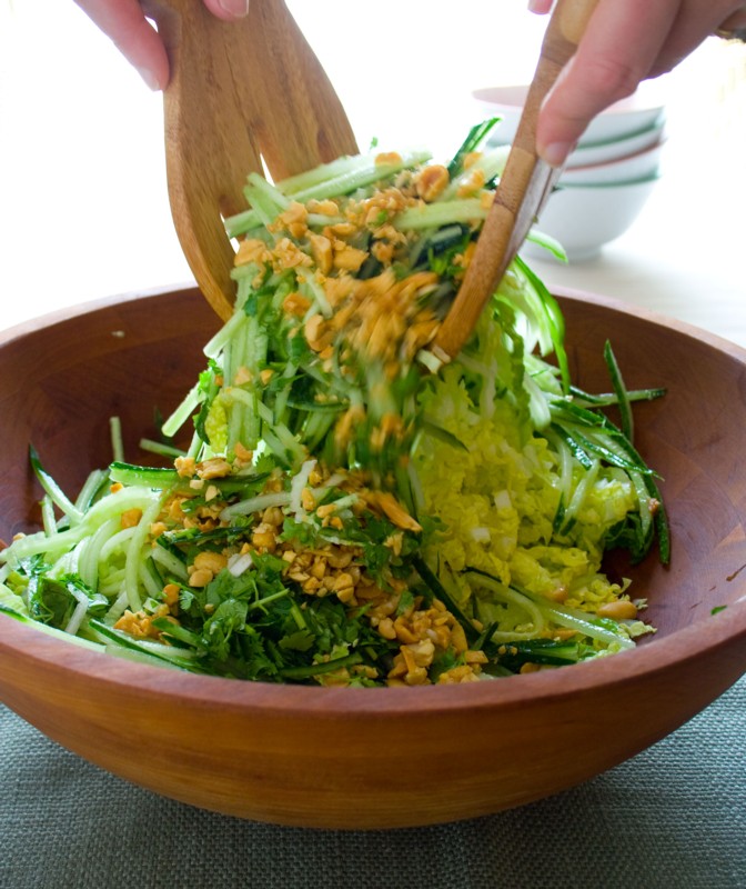 A bowl of Cabbage and cucumber Coleslaw
