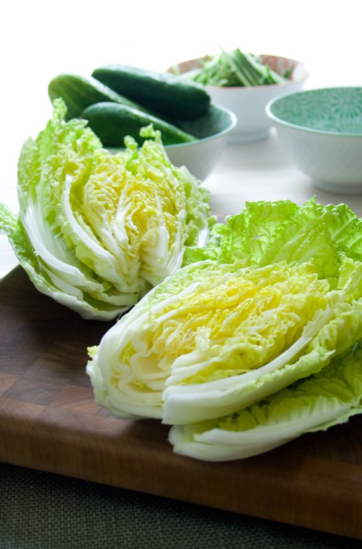 napa cabbage cut in half